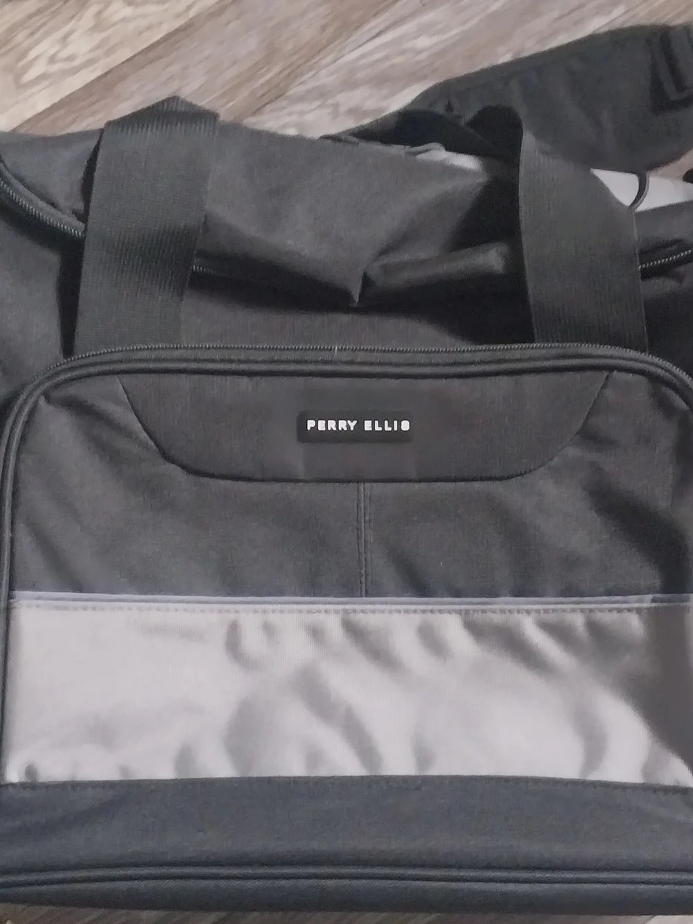 PERRY ELLIS-Black and Gray Men's Travel Duffel Bag